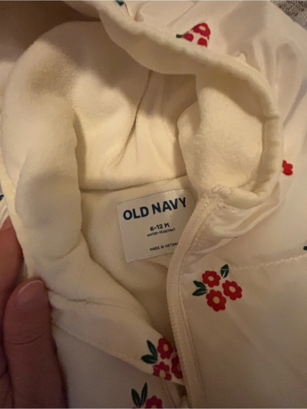 Old Navy Cream/Red Floral Snow Suit